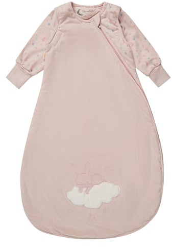 Sterntaler Schlafsack mit Armen 100cm Hase Hanni - Jersey, leicht wattiert - abnehmbare Ärmel mit Klettverschluss & Handstulpen - 2-Wege-Reißverschluss - bequem - für Mädchen - 1,00 TOG, quarzrosa