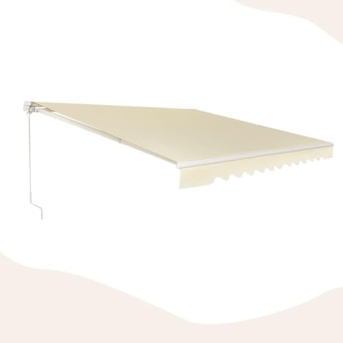 GOPLUS Toldo Retráctil Exterior Impermeable (400x250 cm,Beige) | Toldo Terraza con Manivela Manual, Ángulo Ajustable 40°-100°, Protección UV y Estructura de Aluminio para Balcón Ventana