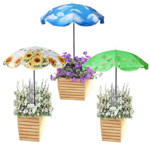 Sinbana 3stk Sonnenschirm für Pflanzen, Pflanzenschirme für Draußen im Freien mit Montagestangen zu die Terrasse im Innenhof Garten Blumen Obst und Gemüse