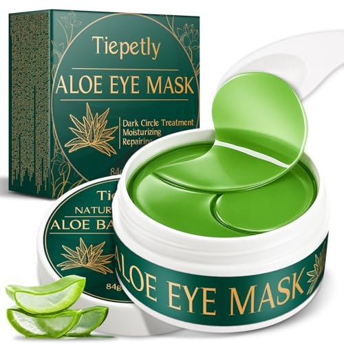 Aloe Vera Augenpads gegen Augenringe und Tränensäcke – Kühlende Hydrogel Under Eye Patches mit feuchtigkeitsspendenden Gel Pads gegen müde Augen
