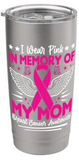 Indosso il rosa in memoria della consapevolezza del cancro al seno di mia madre Bicchiere termico in acciaio inox doppia parete