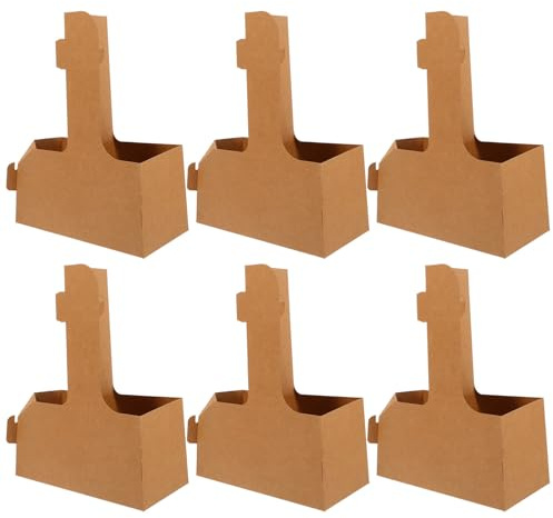 VILLCASE 10 Piezas Portavasos de Papel Kraft con Asa, Portavasos Reutilizable, Color Caqui, Ligero y Resistente Deformación, para Café, Leche y Té, para Llevar y Takeout