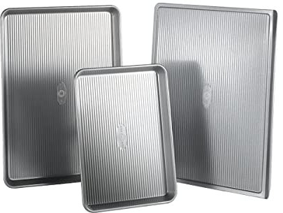 USA Pan 3-Piece Warp Resistant Non-Stick Aluminized Steel Bakeware Set