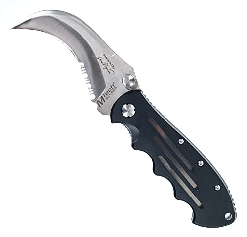 Hawk Bill Pocket Knife – Folding Stainless-Steel Blade with Partial Serrated Edge – Hooked Utility Pocketknife with Belt Clip by Whetstone