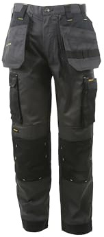 Mountain Warehouse Stanley Clothing Austin Slim Stretch Holster Trouser 30R Work Utility Pants, Grey/Black, 30W