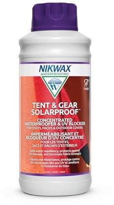 Nikwax TENT & GEAR - Impermeabilizzante concentrato e blocco UV per tende, borse, coperture esterne, aggiunge idrorepellenza, aumenta la resistenza del tessuto, protegge dai danni UV (1 litro)
