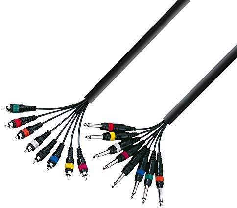 Adam Hall 3 Star Series Instrumentenkabel (8 x 6,3 mm Mono-Klinke auf 8 x Cinchstecker), 5 m