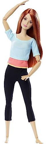 Barbie Made to Move Poupee Articulee Fitness Ultra Flexible Rousse avec Haut Bleu et 22 points d'Articulations, Jouet pour Enfant, DPP74 Exclusivité sur Amazon