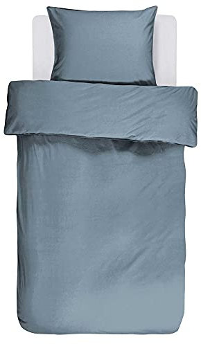 ESSENZA Bettwäsche Guy Blau, 135x200 + 1x 80x80 cm - 100% Baumwollrenforce 144TC - Uni