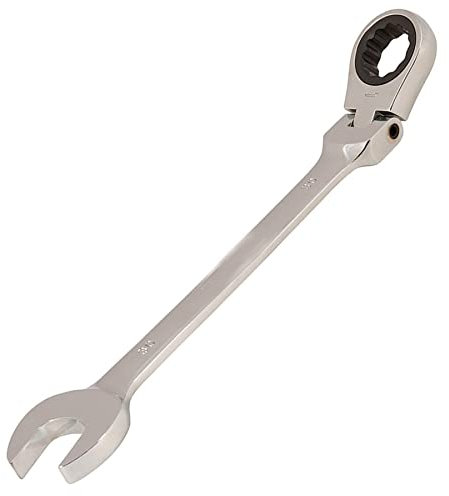Dapetz ® Flexible Head Ratchet Metric Spanner Open End Ring 30mm, Mirror Polished, Raised Panel Spanner, Chrome Vanadium Steel Combination Spanner Suitable for Mechanics