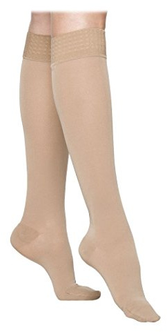 Actilymph Class 1 Petite Below Knee Closed Toe Compression Stockings, Medium, Sand