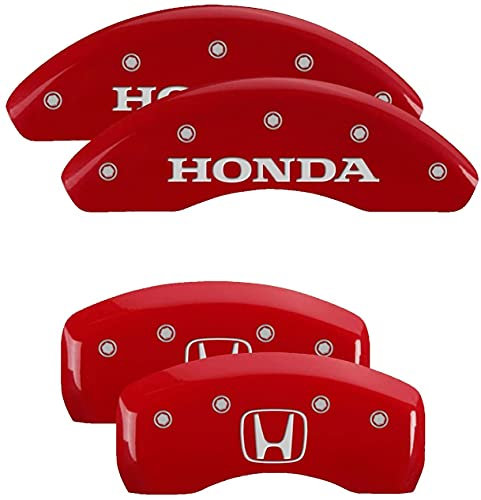 MGP Caliper Covers 20224SHOHRD Honda/H Logo rote Pulverbeschichtung Silberfarbene Zeichen, 4 Stück