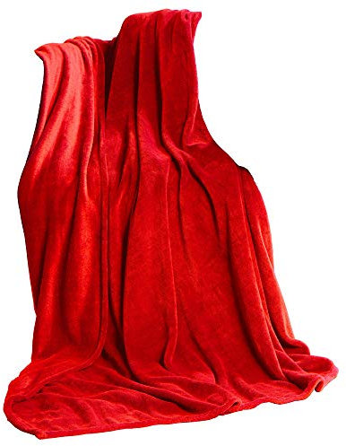 CelinaTex Flauschige XL Kuscheldecke 220 x 240 cm rot Decke Sofa Wohndecke weich Soft Mikrofaser Fleece Oeko-TEX TV-Decke