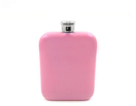 6oz Square Shaped Portable Hip Flask, Charming Pink Painting 304 Stainless Steel