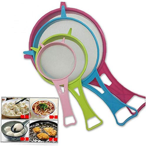 BYFRI Multi Purpose plástico Fino Filtro de Malla del tamiz de harina tamiz con Jugo de té de la manija 4pcs Herramienta colador de Cocina Utensilios/Set