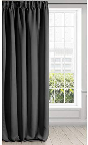 Eurofirany LOGAN Vorhang Blickdicht, Blackout, Satin Verdunkelungsvorhang mit Kräuselband - 1 Stk. Elegant, Glatt, Einfarbig, Wohnzimmer, Schlafzimmer, 135x270 cm, Schwarz