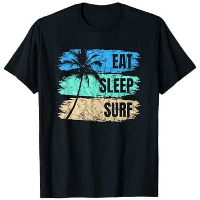 Eat Sleep Surf Vintage Lustige Surfer Deko Spruch T-Shirt