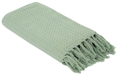 HOME DECO FACTORY The Jete de Canape Gaufre Vert D Eau Deco Textile d'interieur Plaid et Jete de Lit, Vert d'eau, 160 x 130 x 0.2 cm