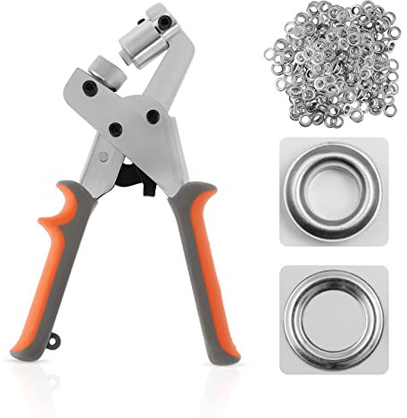 BEAMNOVA Ösenzange, 10,5 mm, Handlochstanzer, 500 silberfarbene Ösen