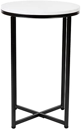 Flash Furniture Beistelltisch Wohnzimmer weiß marmor matt schwarz