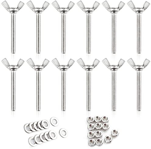 LEONTOOL 12 Stück Flügelschraube mit Flügelmutter M6 x 45 mm 304 Edelstahl
