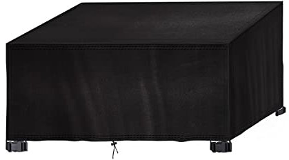 Straame - Outdoor Furniture Protection Cover – Heavy Duty 420D Oxford Fabric – Waterproof & Windproof Anti-UV - Rectangular Patio Table Cover with Buckles & Drawstring - (250cm * 250cm * 90cm) - Black