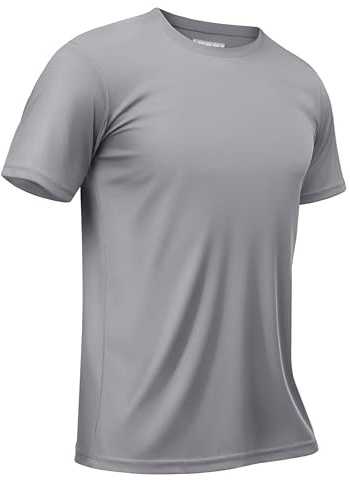 TACVASEN Mens T Shirt Rash Guard UV Swim Top Crew Neck Gym Short Sleeve Shirts for Men Fitness Activity Light Grey,S