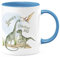 miKalino Keramik Tasse Schulkind - Dinosaurier mit Namen | Kaffee Becher Kaffeetasse Geschenk, Farbe:cambridgeblue, Grösse:330ml