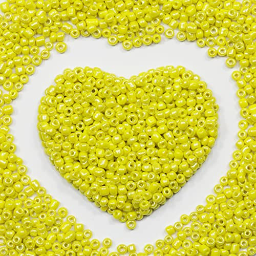 4mm Yellow Pearl Seed Beads About 1600pcs/110Grams in Bag,6/0 Glass Craft Beads for Making Earrings, Waist Jewelry, DIY Handmade (Yellow Pearl)