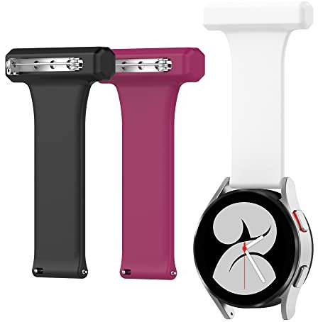 Ansteckuhr fob Kompatibel mit Amazfit/Huawei/Samsung/GARMIN Armband 40mm 46mm, Silikonband mit Pin für Schwestern, Health Care Arbeite, für VENU GTS2 BIP S (20MM, schwarz+weinrot+weiß)
