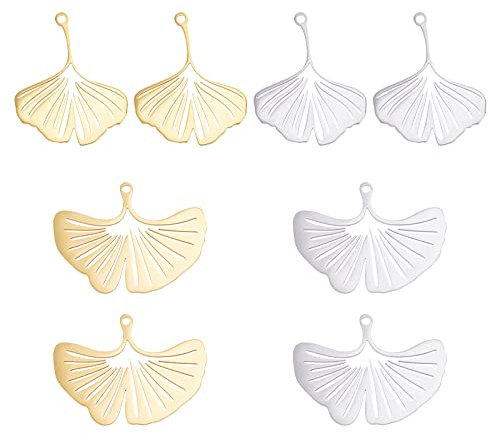 UNICRAFTALE 8 Stück 2 Farben Ginkgo Anhänger Blatt Anhänger 201 Edelstahl Charms Metall Blatt Charms Schmuckanhänger Armbänder Anhänger Für Die Schmuckherstellung
