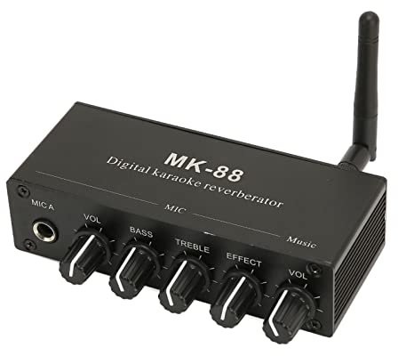 VBESTLIFE Karaoke Mixer, Portable Dual Microphone Input Digital Karaoke Reverberator, 6.5mm Aluminium Alloy KTV DJ Sound Amplifier,Compatible with TV, Disc Player, Computer, DVD Player