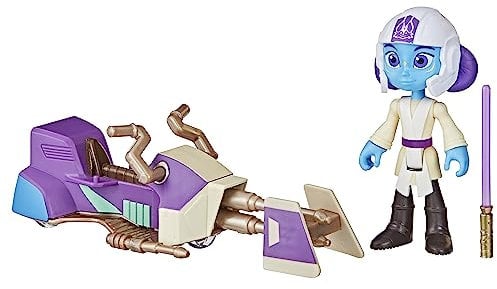 Star Wars Figurine Lys Solay et véhicule Speeder Bike à l'échelle 10 cm, Jouets préscolaires Star Wars pour Filles et garçons, dès 3 Ans