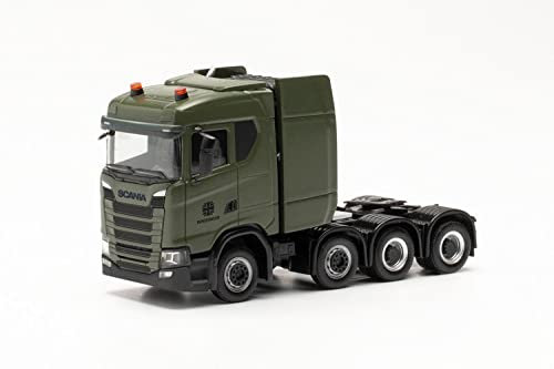 Herpa LKW Modell Scania CS 20 ND Schwerlastzugmaschine „Bundeswehr, Miniatur im Maßstab 1:87, Sammlerstück, Made in Germany, Kunststoff, Grün