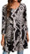 Enmain Maglia Tunica Donna Top Maniche a 3/4 Taglie Forti Camicetta con Stampata Oversize Originale Elegant Lungo T Shirt per Leggings,Nero,XL