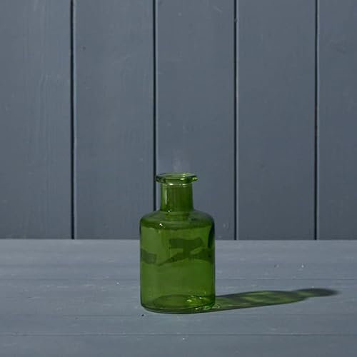 11cm Emerald Green Small Glass Bottle - Short Stem Bud Vase