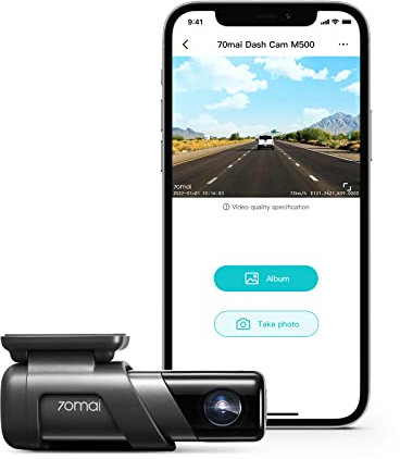 70mai True 2.7K 1944P Dash Cam M500, eMMC Built-in 32GB Storage, Powerful Night Vision with HDR, 170° FOV, 24H Parking Surveillance, Time-Lapse Recording, Built in GPS, ADAS, App Control