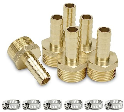 Bwintech Lot de 6 raccords cannelés 3/4 BSP mâle x 12 mm avec 6 colliers de serrage