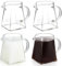Yarlung 4-Pack Small Glass Pitcher, 12 Oz Clear Creamer with Handle, Creative Coffee Milk Pitcher Tea Fair Cups for Table Serving, Square Base