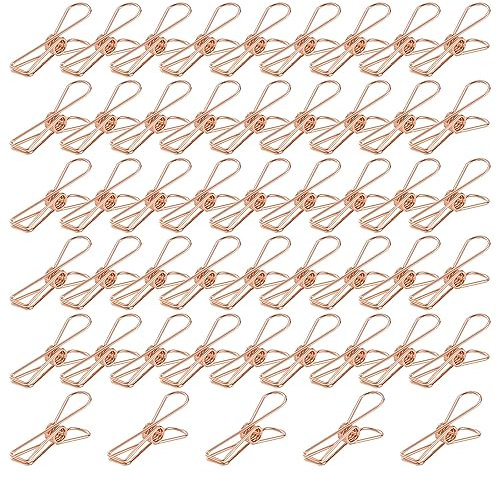 UMCHU 50 Stück Mini Klammern für Fotos,Outdoor-Zeltleinen-Clip,rotgoldene Binder-Clips,Snack-Verschluss-Clip,für Outdoor Tarp Winddichte Camping Markisen(Zeltleinen-Clip - 50)