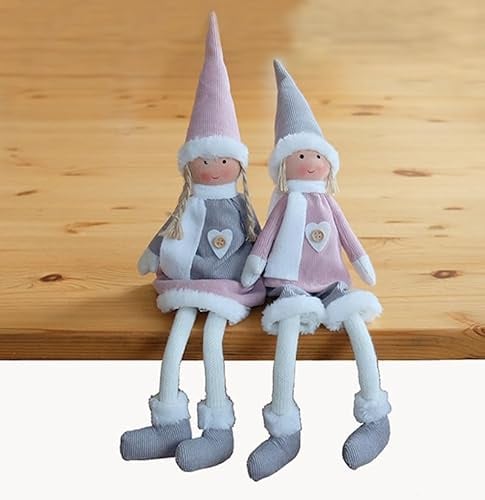 Raebel OHG Dekoration 2er Set großes Kantenhocker Pärchen Junge & Mädchen grau rosa Stoff ca. 32 cm hoch dekorativ für Regale und Schränke