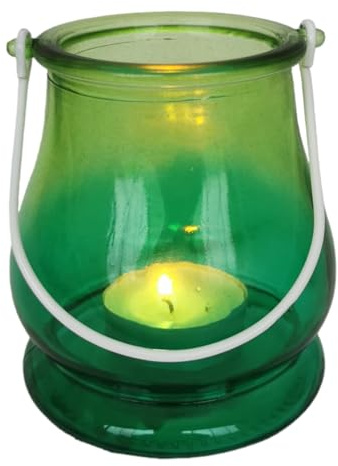 Windlicht grün Glas 10cm groß mit Henkel Tischdeko Teelichthalter Deko Hochzeit Sommer Frühling