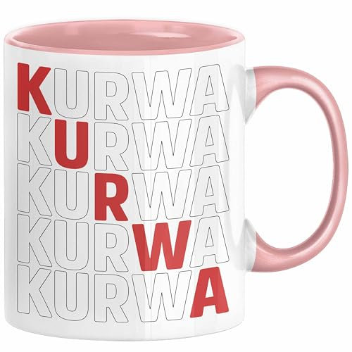 Kurwa Tasse Polen Polska Kaffee-Becher (Rosa)