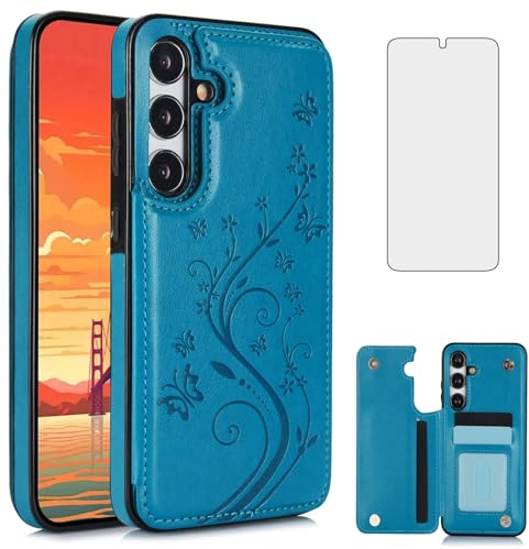 Asuwish Étui de téléphone pour Samsung Galaxy A35 5G avec protecteur d'écran en verre trempé et porte-cartes - Étui portefeuille à rabat en cuir - Accessoires pour téléphone portable Glaxay A 35 35A