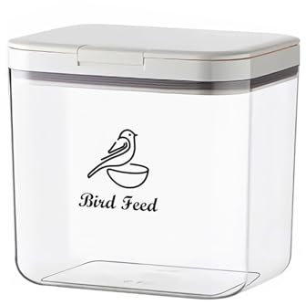 CTomche Bird Seed Storage Container with Airtight Lid and Scoop, One-Click Pop-Up Design, Clear Plastic Food Storage Container, Holds 5kg Bird Food