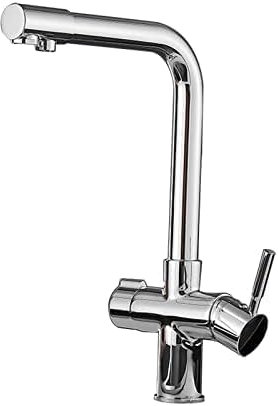 3 Way Kitchen Tap for Filter Water System Kitchen Tap for Water Filter 360° Rotatable Sink Fitting 3 in 1 Kitchen Mixer Tap with Drinking Filtered Water Outlet Black,Chrome