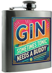 Botella de ginebra colorida, regalo divertido para los entusiastas de la ginebra (hip-ds23-ginbuddyrg)