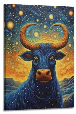 GTTHOK Ölgemälde-Stil, Stier-Poster, dekoratives Gemälde, Leinwand, Kunstbild, 50 x 75 cm