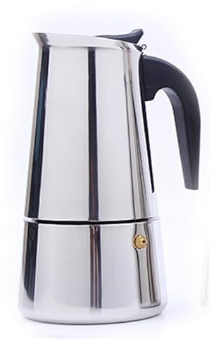 Stainless Steel Espresso Coffee Maker Stove Top Percolator 2/4/6/9 Cups Moka Pot , Makes Real Italian Coffee, Moka Pot 2/4/6/9 Cups , Stainless Steel (A-9Cups/450ML)