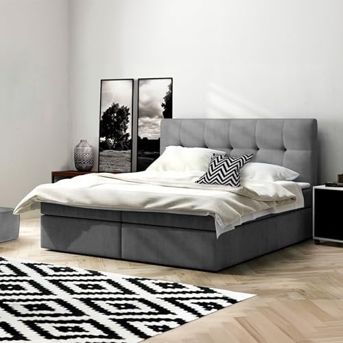 Imebel Boxspringbett 180x200 mit Bettkasten - Bett mit Matratze und 2 Bettkästen - Schlafzimmerbett mit Topper - Bequemes und Elegantes Doppelbett für das Schlafzimmer